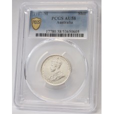 AUSTRALIA 1917 M . ONE 1 SHILLING . PCGS AU58